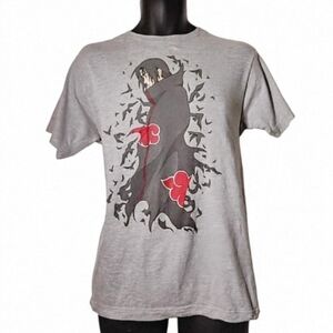 Naruto Shippuden Itachi Uchiha Akatsuki Gray Anime Graphic T Shirt Adult Medium